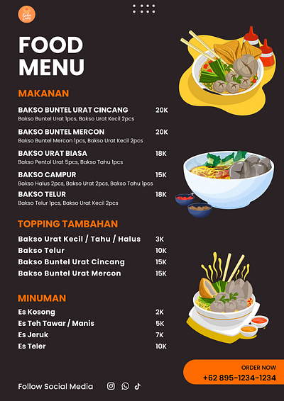 Food Menu "Bakso Batok Sapi" branding design graphic design