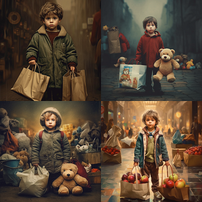 A child with shopping beg (AI Image) a boy ai branding child chiled design illustration image logo ui