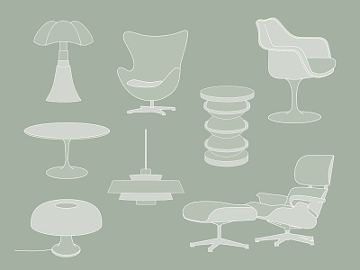 Vintage decoration furnitures - Brand Illustrations badge branding decoration design eames furnitures graphic design illustration logo vector
