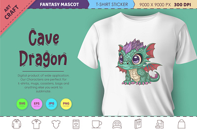 Cave cartoon dragon. Fantasy clipart. cartoon dinosaur dragon illustration mascot noai sticker vector