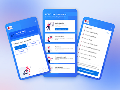 Concept UI for Insurance App - HDFC Life app ui data gathering finance fintech hub insurance mobile mobile app need analysis progressive disclosure steps summary ui ux