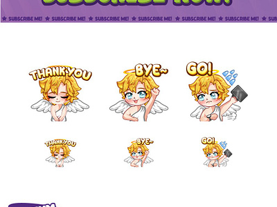 Cutie little Angel Emotes chibiemotes custom twitch emotes digitalart emotes emotes for steamer emotes for twitch gamegirl gamer graphic streamer hachiko illustration twitch emotes