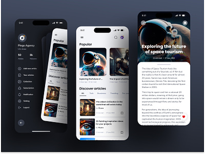 Public Blog application article article app blog designer dribbble explore mobile app pingo agency public blog public blog app setting page space ui uiux uiuxdesign visual design