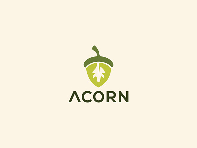 Acorn logo acorn brand branding clever flat green icon identity logo mark nature nut oak seed tree