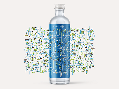 Voda X mini bottle graphic design mini packaging water
