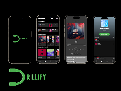 Drillify - UI Mobile Design Music app - Concept app concept design figma graphic design mobile music ui