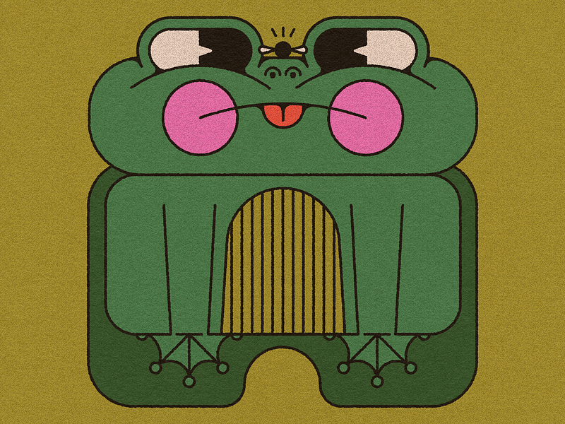 Vectober 2023 27 // Pond cross eyed flat fly frog grumpy illustration lillypad line art pond texture vectober