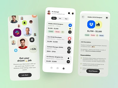 Job Finder Portal Mobile Design app application clean design interface job job search mobile portal profile resume ui ux vacancies work