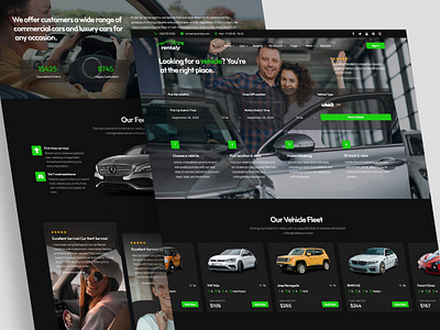 Car Rental Website - Rentaly automotive website car booking website car rental website dark scheme luxury car rental rent a car vehicle rental web design website