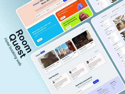 Room Quest — Hotel Booking Web Design Concept apartment booking booking app booking website booking.com branding creative design figma hotel hotel booking landing page room booking saas ticket booking ui uiux web app