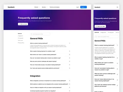 Standard. - FAQ page adaptive clean dailyui design designportfolio dribbbleinspiration faq faqdesign faqpage figma flat frequently asked questions minimal mobile mobile design responsive ui ux web