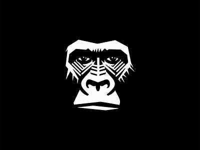 Gorilla Face Logo animal ape branding character dark design emblem face gaming geometric gorilla icon identity illustration logo mark portrait sports symbol vector