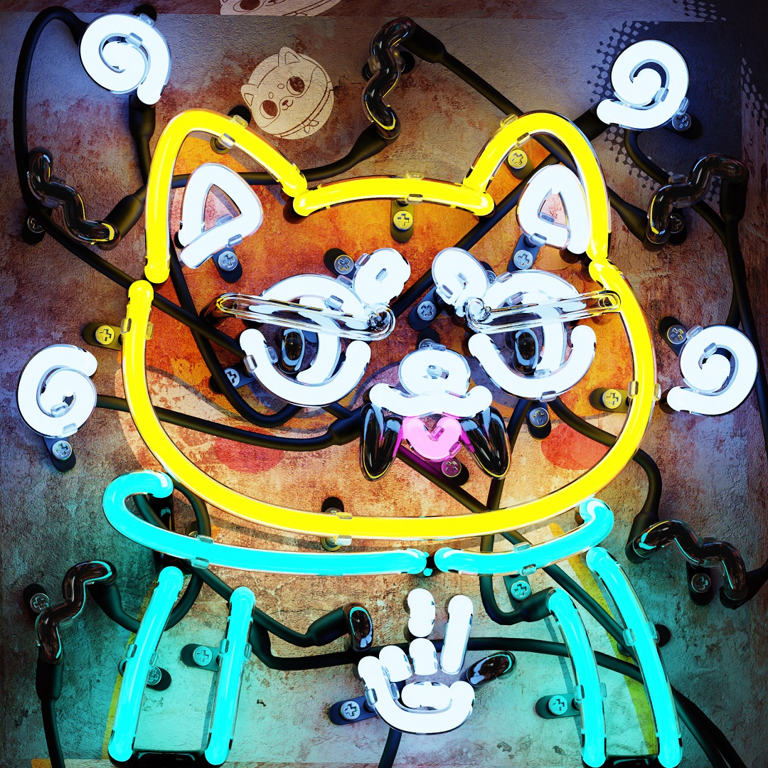 Honorary Neon Super Shiva 3d animation blender3d cat design grafitti graphic design illustration light motion graphics neon sign streetart wall