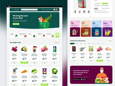 Ecommerce Grocery Shopping Website Landing Page animation delivery design e commerce ecommerce ecommerce design food tech landing page grocery grocery app grocery delivery grocery delivery landing page grocery shopping landing page mcommerce online grocery website online shopping online shopping landing page shop shopping website