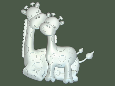 Giraffes bas relief cad cam design children cnc decoration stl wood carving