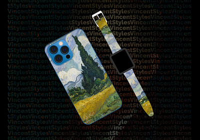 Wheat Field with Cypresses phone case & watch band branding