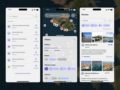 Navigation App for Sailors – Search Feature | UX/UI design design system figma illustration mobile mobile app navigation app product design saas ui user experience ux uxui