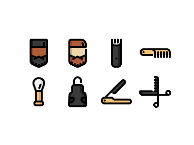Barbershop Colored icon pack apron barber barbershop blusher brush clippers comb cut hair haircut haircutter hairstyle icon icons iconset lineart scissor scissors shave trimmer