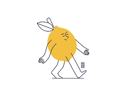 Lemon on a walk 2d animated gif animation beautiful character design design digital flat gif illustration lemon loop lottie minimal motion graphics procreate simple walk