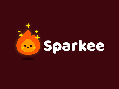 Sparkee - mascot and logo design app bonfire branding cartoon character children cute emoji emoticon flame flat funny illustration kawaii logo mascot spark sparkle ui vector