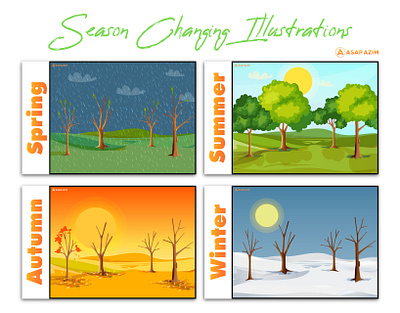 Illustrative views of four seasons concept design graphic design illustration illustrations vector vector art vectorart