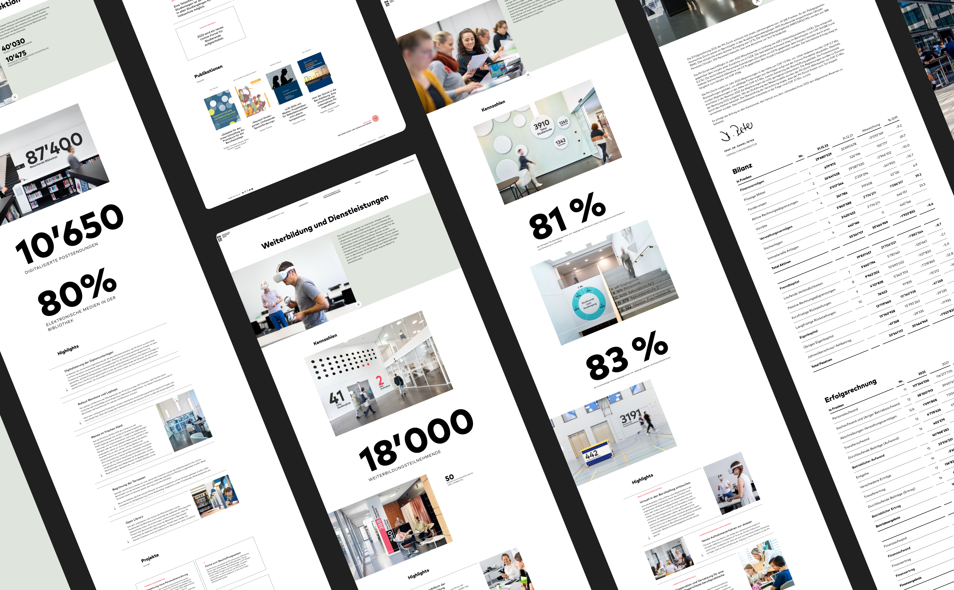 PHZH annual report annual report branding graphic design horizontal navigation interaction ui ux website