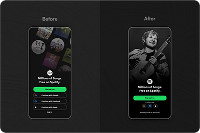 Spotify UI Redesign app dark design figma mobile app onboarding screen redesign spotify ui design