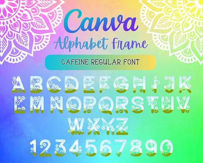 Canva Alphabet Font Frames - Cafeine Regular alphabet branding canva design font frame frames graphic design logo