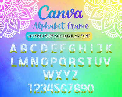 Canva Alphabet Font Frames - Crushed Surface alphabet branding canva design font frame frames graphic design logo