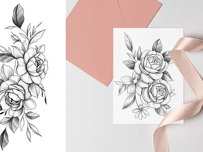 Peonies set branding design graphic design illustration pattern postcard scetch