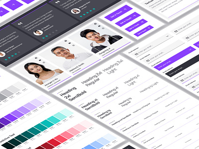 turing: AI Health Analytics Website | Style Guide Design System button button ui clean color palette component design system figma health ui healthcare input form input ui minimal profile picture purple square style guide teal typography ui ui kit