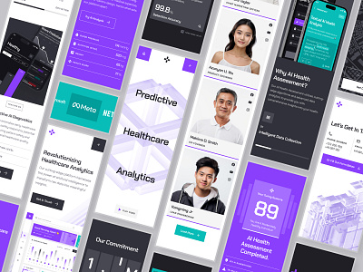 turing: AI Health Analytics Website | Predictive Health Mobile clean health health 3d data health analytics health data health landing page health score health ui healthcare healthcare ai healthcare analytics landing page minimal mobile predictive health predictive healthcare purple teal team web design