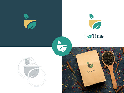 Tea Time Minimalist Logo beverage branding coffee cup drinks logo minimalist pictorial tea