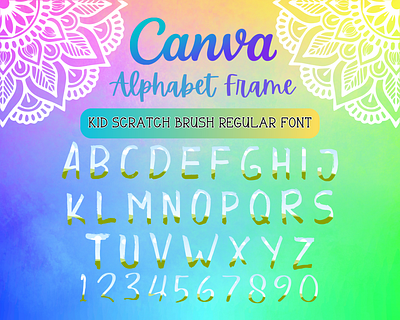 Canva Alphabet Font Frames - Kid Scratch Brush alphabet branding canva design font frame frames graphic design logo
