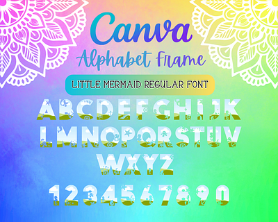 Canva Alphabet Font Frames - Little Mermaid alphabet branding canva design font frame frames graphic design logo