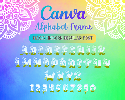 Canva Alphabet Font Frames - Magic Unicorn alphabet branding canva design font frame frames graphic design logo