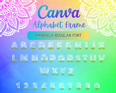 Canva Alphabet Font Frames - Mandala Regular alphabet branding canva design font frame frames graphic design logo