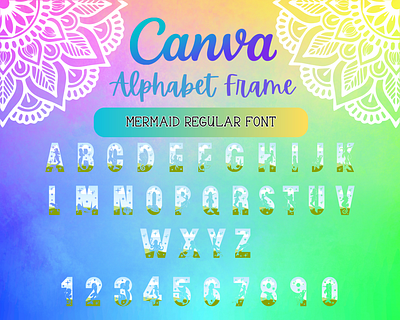 Canva Alphabet Font Frames - Mermaid Regular alphabet branding canva design font frame frames graphic design logo mermaid