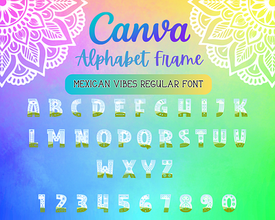 Canva Alphabet Font Frames - Mexican Vibes alphabet canva design font frame frames graphic design illustration logo mexican