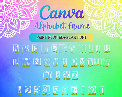 Canva Alphabet Font Frames - Print Room alphabet branding canva design font frame frames graphic design logo print