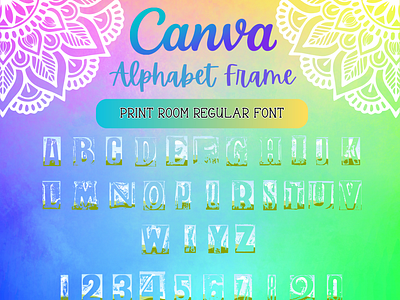 Canva Alphabet Font Frames - Print Room alphabet branding canva design font frame frames graphic design logo print