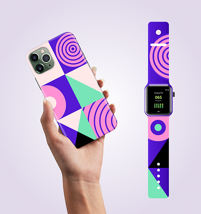 Pitaka phone case and watch band with geometric style branding graphic design
