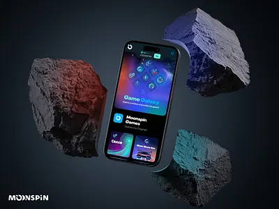 Moonspin (Sweepstakes casino) branding casino dark theme gambling gaming graphic design iphone 15 mockup logo animation online gambling product design space webapp
