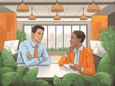 At the office. Team work illustration art character character design diverse diversity drawing illustration leadership man modern new york palm people person plant portrait teamwork woman work workplace