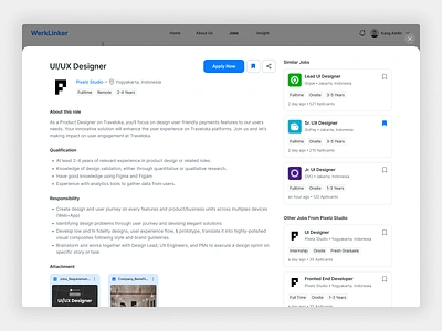 WerkLinker- Job Finder (Job Detail Page) career dashboard dashboard design design find job find work hire hiring hiring platform job job detail job finder job listing job search ui vacancy web web app website work