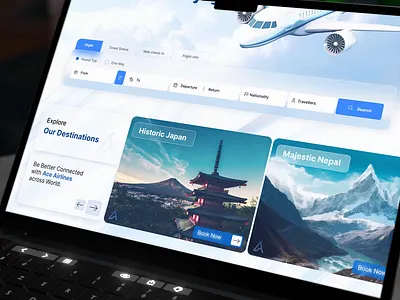 Ace Airlines Visual ace airlines animation blue branding concept design landing page mockup motion graphics search smooth typography ui ux visual