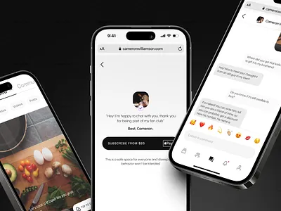 Fans Club App chat chef comments fans club feed message minimalistic pp pangram private recipe session social media ui