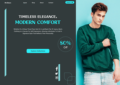 mens clothes website landing page 3d animation branding graphic design logo ui