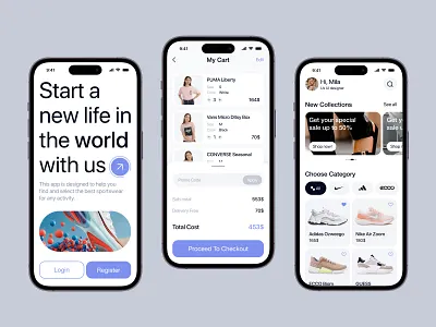 E-commerce fashion mobile app - FitFlex card cart clean design ecommerse fashion store marketplace minimal mobile mobile app product page project shop shopping app shopping cart style ui web web design website