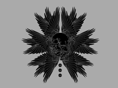 Skull and Wings abstract angel angel wings black and white clean composition design etching goth illustration laconic line art lines minimal poster skull skull illustration wings wings illustration
